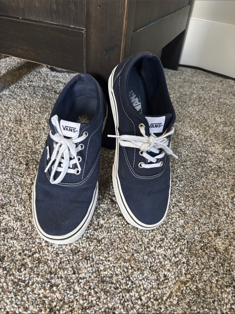 Vans Navy Canvas Low-Top Sneakers with White Details